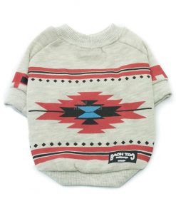 Sudadera Perro Blanca Gris Dibujo Rojo Estilo Indio Ropa Perros Primavera (2)