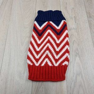 Jersey de rayas zig-zag 1 ALT sueter para perros pequeños rayas zig zag rojo blanco azul