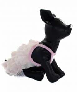 Vestido para perros pequeños rosa con volantes