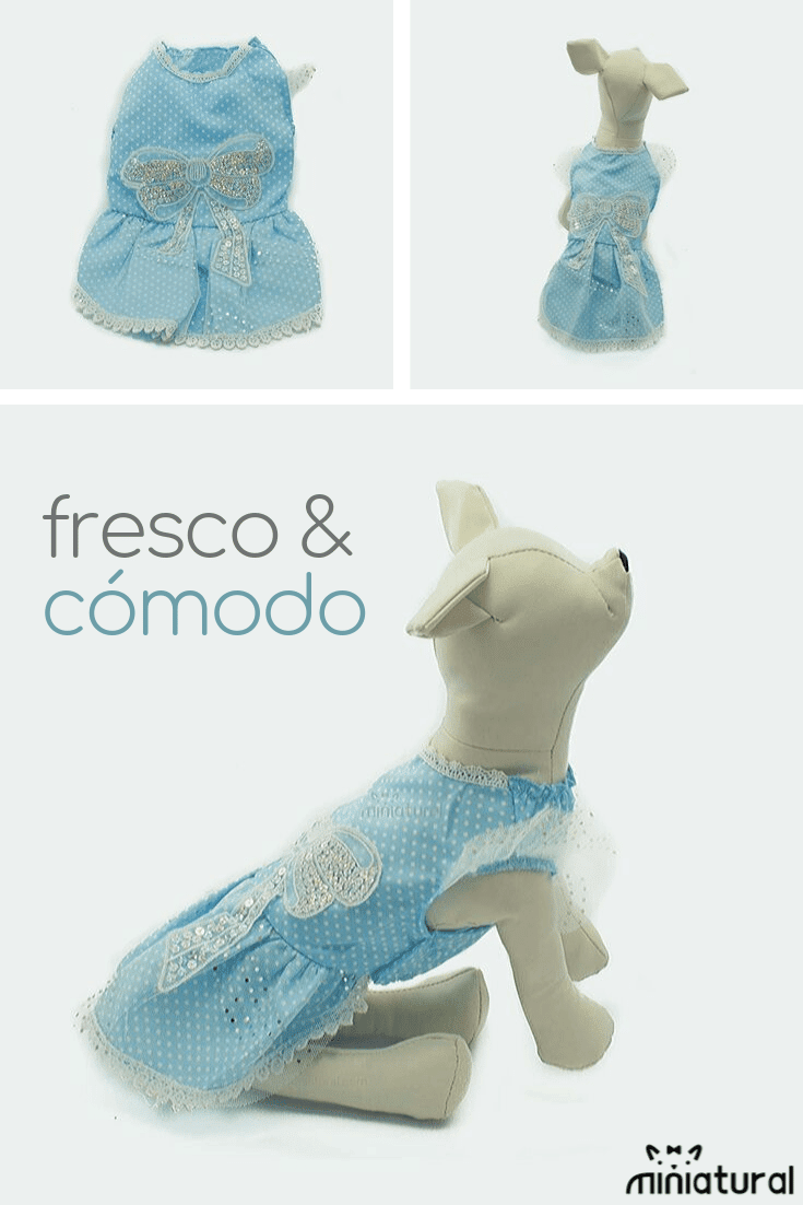 vestido azul lazo blanco fresco y comodo MINIATURAL