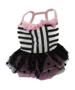 Vestido Camiseta Rayas Negras Blanco Falta Tutu Negro Corazones Falda Rosa Ropa Perros Verano Primavera (2)