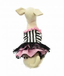 Vestido Camiseta Rayas Negras Blanco Falta Tutu Negro Corazones Falda Rosa Ropa Perros Verano Primavera (3)