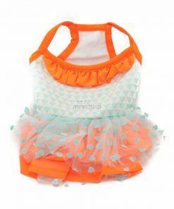 Vestido Naranja Blanco Triangulos Azul Tutu Blanco Ropa Verano (2)