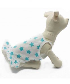 Vestido Perro Blanco Estrellas Azules Tirantes Fino Encaje Falda Ropa Perros Verano (2)
