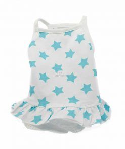 Vestido Perro Blanco Estrellas Azules Tirantes Fino Encaje Falda Ropa Perros Verano (3)