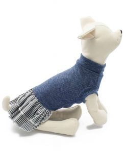 Vestido Perro Camiseta Azul Falda Cuadros Negra Blanca Ropa Perros Primavera (1)