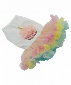 Vestido Perro Top Blanco Falda Rosa Pastel Cumpleaños Ropa Perros Verano (2)