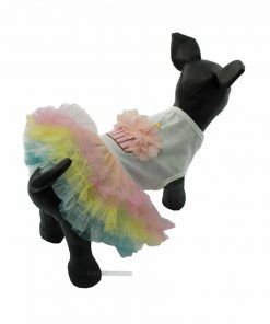Vestido Perro Top Blanco Falda Rosa Pastel Cumpleaños Ropa Perros Verano (3)