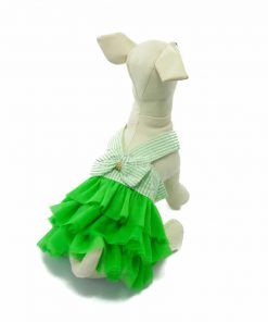 Vestido Verde Perra Tirantes Lazo Espalda Rayas Falda Verde Tutu Verano Primaver (1)